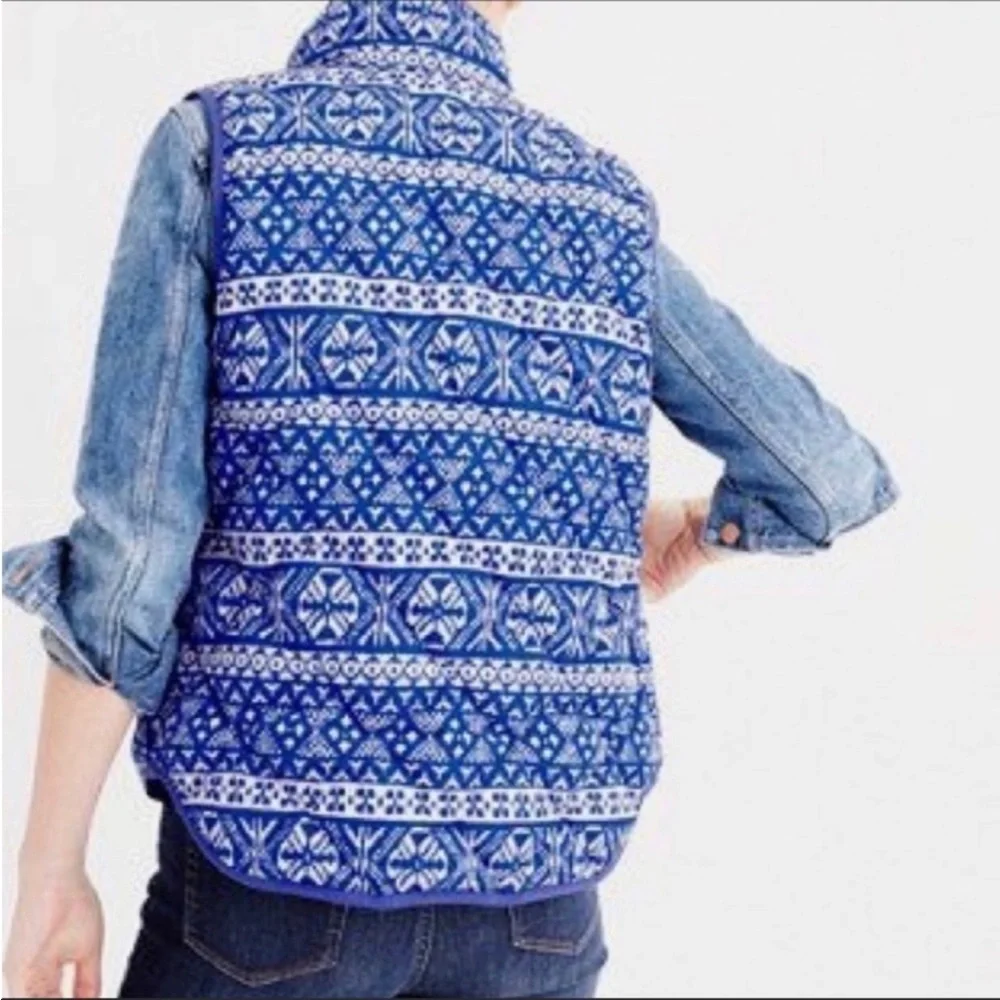 J.Crew Blue Excursion Fair Isle Puffer Vest